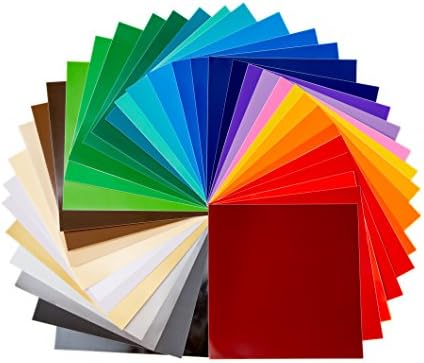 Sticky Crafts 12”X12” Permanent Self-Adhesive Vinyl Sheets (36 Pack) Variety of Colors in Glossy (32) Matte (2) and Metallic (2) for Outdoor and Indoor Use, Decals, Letters, Stickers and More!