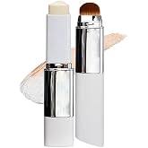 2 in 1 White Korean Foundation Stick with Brush, Cover Cream Stick Foundation, Moisturizing Long-Lasting Hydration Makeup, Light Coverage Concealer, (01-Ivory White)