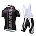 Coconut Ropamo CR Men's Cycling Jersey Set Road Bike Jersey Zipper Pocket Bib Shorts with 3D Padded Cycling Clothing Kit Set (Black/Grey, M)