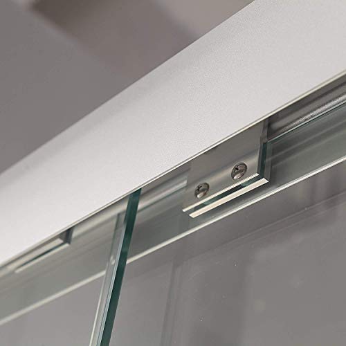 Framed Sliding Shower Door - Albrillo 60" x 70" Tub Door, 1/4" Clear Glass, 2 Bathtub Sliding Doors with 2 Handle Bars - Thumbnail 3