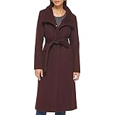 Cole Haan Women's Long Sleeve Formal Slick Wool Zip Up Coat