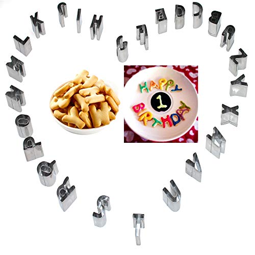 26Piece Large Alphabet Cookie Cutter Set (A Z), Stainless Steel Decorating Tools Letters