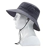 Outdoor Safari Boonie Fishing Hat, Mesh Wide Brim Bucket Summer Hat, Waterproof Sun Protection Camping Hiking Beach Sun Caps, Quick-Dry Adjustable Packable Comfort Sun Hat Gardening Cowboy Men Women