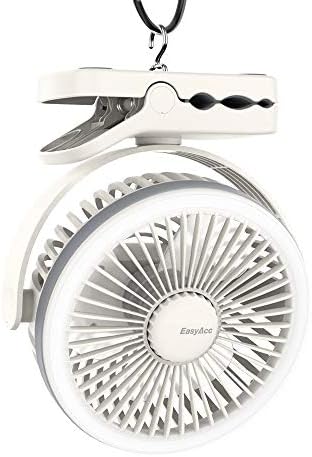 進化版 Easyacc 卓上扇風機 クリップ扇風機 Usb充電式扇風機 6700ｍah 大容量 最大27h連続使用 Led照明機能付き 4段階風量調節 360度角度調整 小型 ミニ扇風機 営業 超静音 オフィス 強力 電池内臓 コードレス トイレにも使用可能 ホワイト 洗面所 コンパクト せんぷ