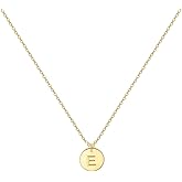 MOMOL Gold Initial Necklace 18K Gold Plated Stainless Steel Coin Engraved Heart Letter Necklace Name Necklace for Women