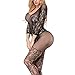 Advoult Plus Size Lingerie Fishnet Bodysuit Crotchless Tights Sexy Nightwear Bodystocking for Women Black