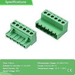 JANDECCN 10Pcs 6Pin 5.08mm Pitch DIY PCB Mount