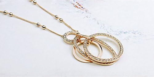 Oval and Round Shaped with Cubic Ziconia 25" Long Chain Pendant Necklace Fashion Jewelry for Women