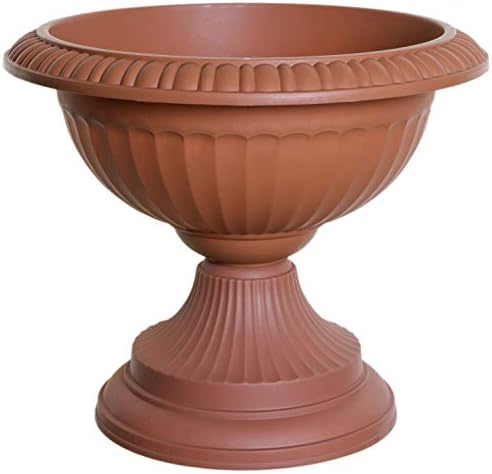 Whitefurzee Terracotta Plastic Plant Pot Flower Planter Urn Planter On Pedestal 37cm