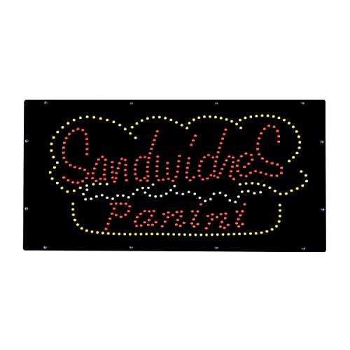 LED Sandwich Open Light Sign Super Bright Electric Advertising Display Board for Pizza Hot Dog Burger KebabGBusiness Shop Store Window Bedroom Decor 24 x 12 inches
