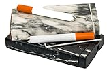 Marble Color Composite Cigarette Case and Box with Cleaner Stick and Holder (Black Marble Color)