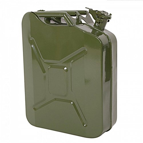 Lovinland 20L Gas Oil Can 4 Pcs Portable Metal Jerry Can Emergency Fuel Petrol Diesel Storage Can Tanks US Style Army Green