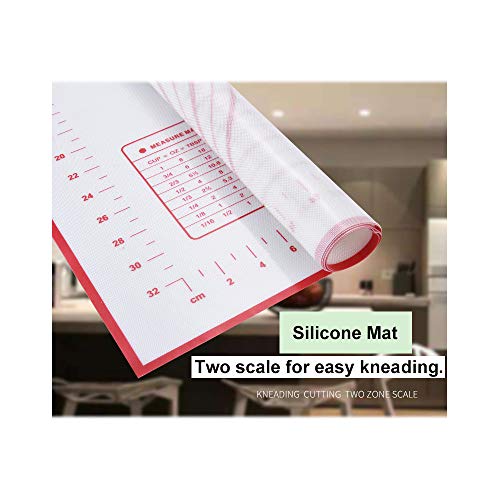 Inkec Stainless Steel Rolling Pin 17Inch & Silicone Baking Mat, Adjustable Dough Roller with 4 Removable Thickness Rings for Baking Pizza Pie Pasta Cookies - Thumbnail 5