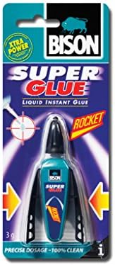 24 x 6308061 Bison Super Glue Rocket Instant Universal Adhesive 3g Liquid with precise application &amp; re-sealable cap