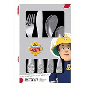 Feuerwehrmann Sam 4tlg. Edelstahlbesteckset im Geschenkkarton: 4-teilig, Edelstahl, Rostfrei, mit Prägung