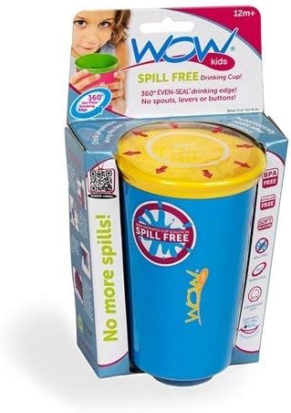 Wow Cup for Kids - NEW Innovative 360 Spill Free Drinking Cup - BPA Free - 9 Ounce (Blue), 1 Pack