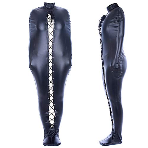 Sexy Binding Tight Restraint Jumpsuit, Soft Leather Breathable Bodysuit Pajamas Jumpsuit, for Unisex Adults Couples, BDSM/LGBT Adult Bandage Costume