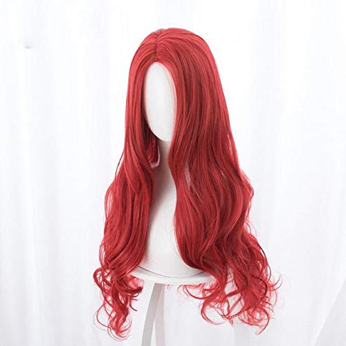 Movie Aquaman Mera Cosplay Wig Women Mera Red Wavy Long Hair Wig Mera Costumes 80Cm/31" +Wig Cap As 