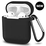 AirPods Case,SATLITOG Protective Silicone Cover Compatible with Apple AirPods 2 and 1(Not for Wireless Charging Case)(Black)