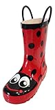 Girls Red Toddlers / Kids, Rain Boots Polka Dot, Little Ladybug Shoes (10)