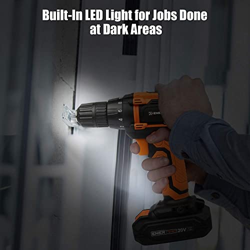 EnerTwist 20V Max Cordless Drill, 3/8 Inch Power Drill Set with Lithium