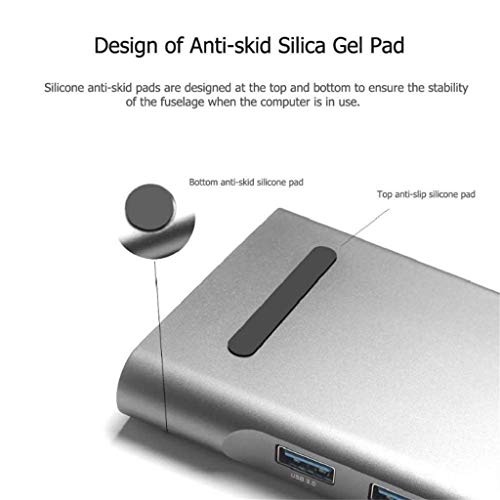 USB C to HDMI VGA Ethernet Adapter, Type C Hub with HDMI 4K RJ45 2 USB3.0 Audio and PD Charging Ports,Memory Card/TF Card Socket Compatible with Galaxy S9/S8/Note 9/8,MacBook/MacBook Pro