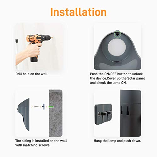 Solarbetriebene Wandlampen ,Microwear Solarleuchte mit Bewegungsmelder,Wireless IP65 Wasserdichte,LED Solar Wandleuchten für Haustür,Garten,Garage,Hinterhof (Warmes Licht)