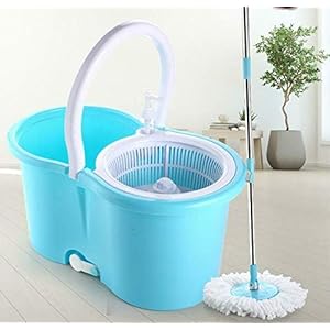Ganesh Quick Spin Mop with Steel Handle, Blue