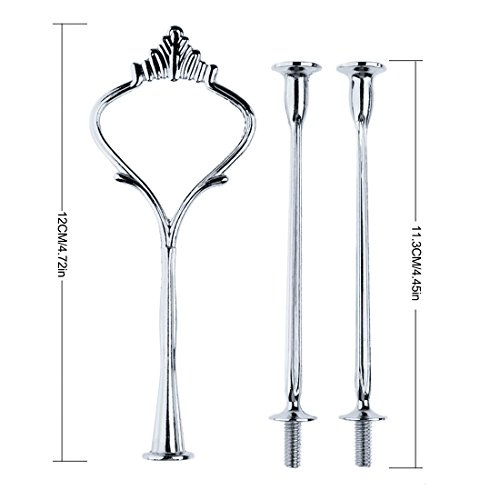 Accent Plates,Petforu 5 Sets Crown 3 Tier Cake Stand Fittings Hardware Holder for Wedding and Party - Silver - Thumbnail 6