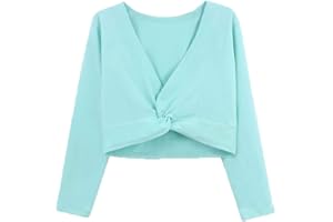 ASHER FASHION Kids Girls Long Sleeve Cardigan Shrug Front Knot Wrap Top Dance Dress Cover Up