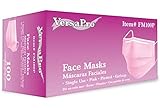 VersaPro FM100P Ear Loop Procedure Face Masks, 3-Ply, Breathable and Comfortable, Pink, Pack of 100