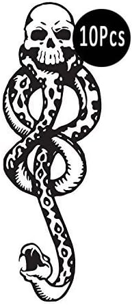 DaLin Temporary Tattoos 10Pcs Death Eaters Dark Mark Mamba Skull Temporary Tattoo for Costume Accessories and Parties