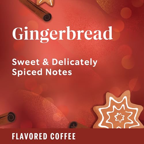 STARBUCKS FLAVORED COFFEE K-CUP PODS, GINGERBREAD FOR KEURIG BREWERS, HOLIDAY LIMITED EDITION, 10 COUNT