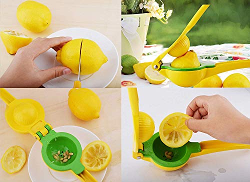 Favson Lemon Lime Squeezer - Premium Quality Metal Manual Citrus Press Juicer Citrus Juicer Aluminum Lime Squeezer Yellow - Thumbnail 2