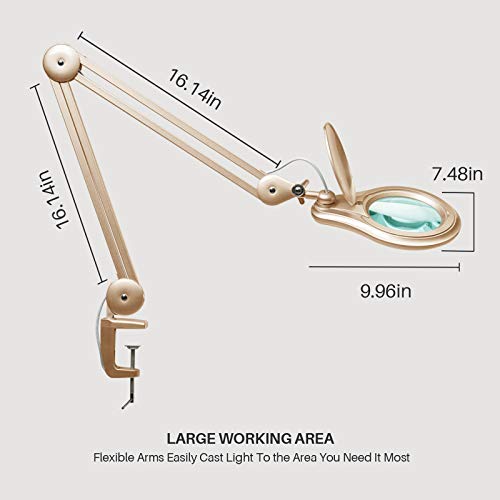 Bemelux LED Magnifying Lamp with Clamp, 5 Inch Magnifier Glass Lens