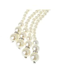 qnprt 1920s Gatsby - Collar de perlas de imitación de marfil, color crema