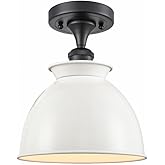 Innovations Lighting Adirondack - 1 Light Semi-Flush Mount in Industrial Style-12 Inches Tall and 8.5 Inches Wide-Matte Black
