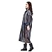 Women Packable Lightweight Transparent EVA Rain Jacket Poncho Raincoat with Hood,Grey,One Size fit most
