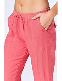 Mariyaab Pantalones anchos holgados de pierna ancha para dama Pantalones 100% de lino con cintura elástica y cordón