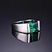 Jewelrypalace Men's Square 2.2ct Simulated Green Emerald Engagement Ring, 14K White Gold Plated 925 Sterling Silver Promise Rings, Fashion Gemstone Jewelry Gift For Men 10