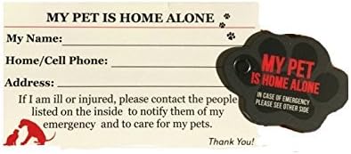 Pet Cards - Home Alone Emergency Wallet ID Cards and Key Tags - Set of 2 Each