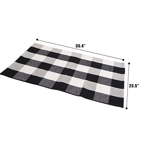 SEEKSEE Buffalo Plaid Outdoor Fall Rug 24X36 Checkered Area Rug Black
