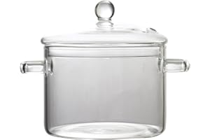 ULTECHNOVO Simmer Pot, 1.35L Glass Pot for Cooking, Clear Heat Resistant Glass Pasta Cooking Bowl with Lid, Cookware for Stov