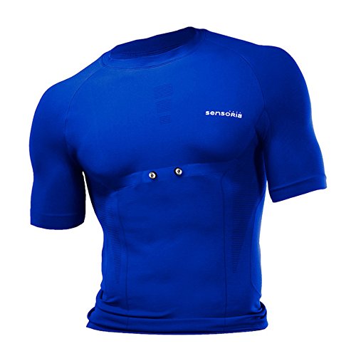 Sensoriaフィットネスメンズ半袖Tシャツ、ブルー、ミディアム