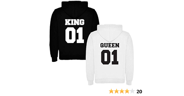 Pack de 2 Sudaderas para Parejas King 01 Bold y Queen 01 Bold: Amazon.es:  Ropa