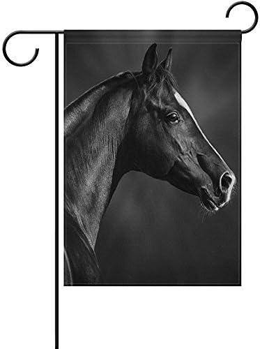 Startoronto Portrait Of Black Arabian Horse Garden Flag Banner 12 x 18 Inch Decorative Garden Flag for Outdoor Lawn and Garden Home Décor Double-Sided
