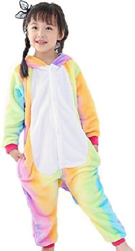 ANGELIENO Unisex Dinosaur Kids Pajamas Animal Costume Sleeping Wear 5 Size (L, Colorful Unicorn)