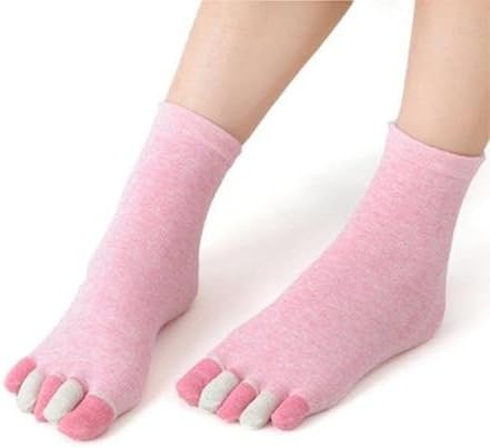 SkinFoot Light Pink Full Toe Yoga Socks Non-Slip Skid Barre Grip Colorful Sock Women Men (1 Pair)