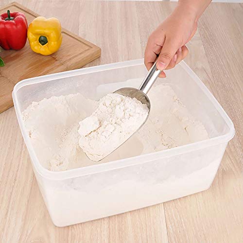 HouseHoo Stainless Steel Freezer, Scooper for Food, Popcorn Sweet Candy, Mirror Finish Metal Ice Scoop for Kitche, 8 inches, Silver - Thumbnail 2