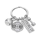 Sports Party Favor Keychains Fitness Gym Keyring with Quotes Dumbbell and Kettlebell Engraved Strong is Beautiful Pendant Keychain